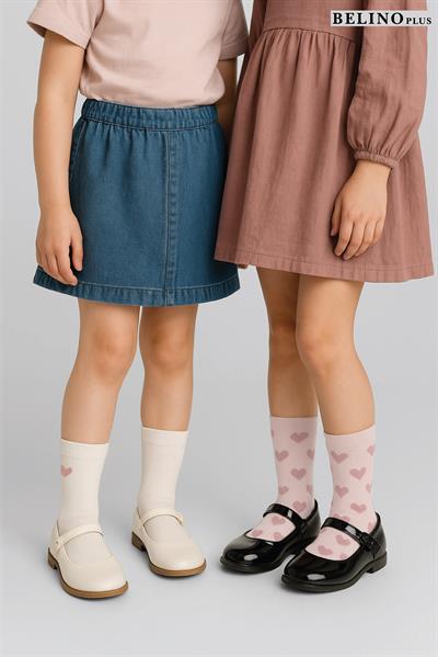 Kız Çocuk 2 Li Paket Kalp Desen Çorap