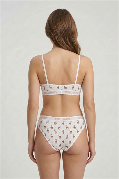 Desenli Kadın Slip Külot ve destekleyici pedli bralet takım- deer charm 