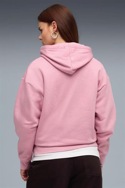  Puma Essentials Small No.1 Logo Kadın Pembe Kapüşonlu Sweatshirt 