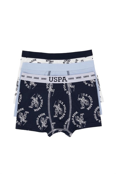 U.S. Polo Assn. Erkek Çocuk Desenli 3lü Boxer Set Renkli US2245