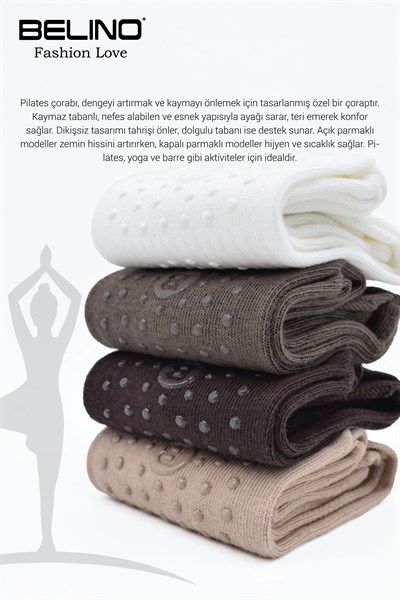 Kadınlar İçin Taban Altı Kaydırmaz Hamile, Dans ve Pilates çorabı 4 Lü Paket