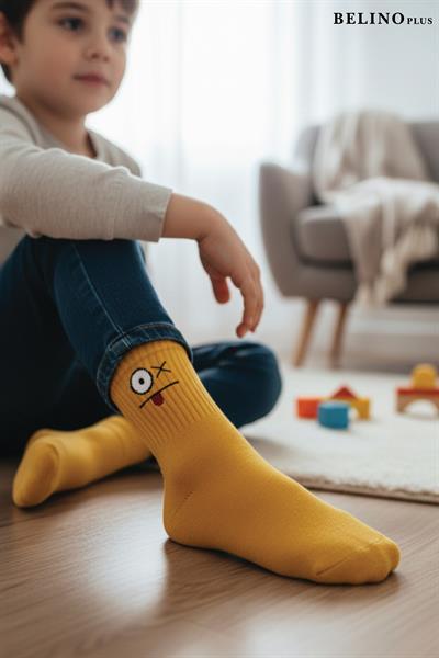 6 Lı Paket Çok Renkli Desen Pamuklu Çocuk Çorabı