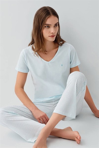 Kadın Mavi Pijama Takım PC9202-S-V2