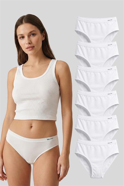 Kadın Slip Bambu Beyaz Renk 6 Lı Paket Briefs