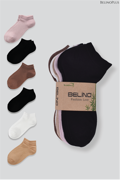 Kadınlar İçin 6 Lı Paket Nefes Alan Terletmez Bambu Karışık Renk Patik Çorap