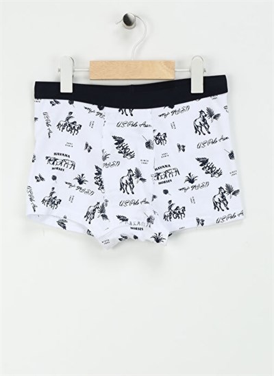 U.S. Polo Assn.Erkek Çocuk 3 Lü Beyaz Boxer US1372-C-V2