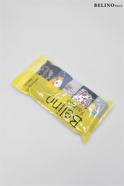 Penye Likralı 5 Li Paket Çok Renkli Desenli Erkek Çocuk Boxer