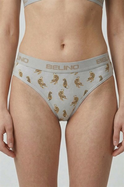 Desenli Kadın Slip Külot ve destekleyici pedli bralet takım- Tiger Power