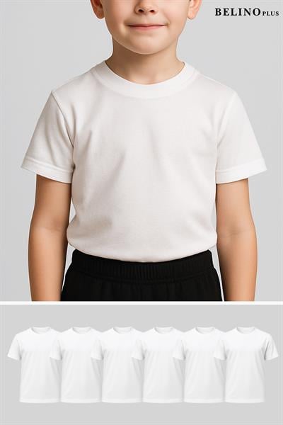 %100 Pamuk Erkek Çocuk Beyaz Fanila 6 lı Paket