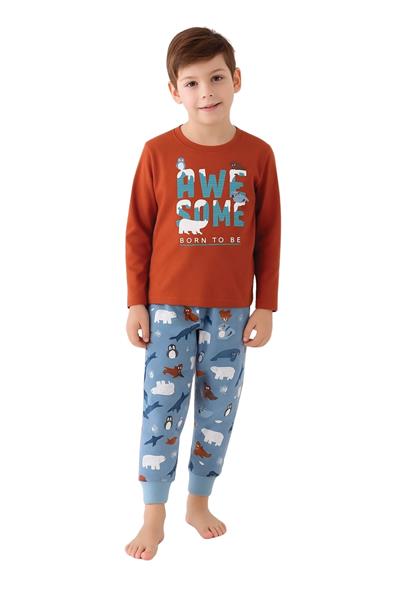 Rolypoly Erkek Çocuk Kiremit Pijama Takımı	