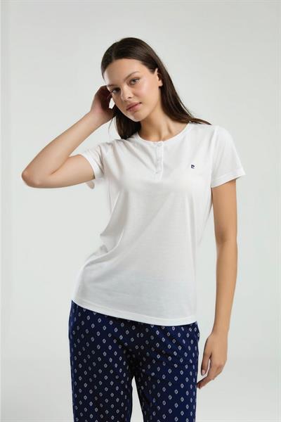 Pierre Cardin Kadın Beyaz Kısakollu Pijama Takımı
