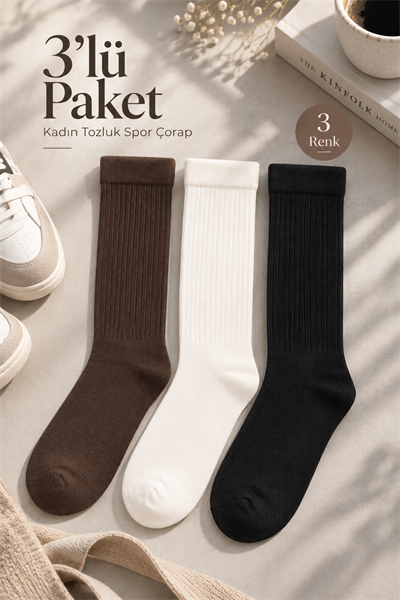 Kadınlar İçin Şık Görünümlü 3 Lü Paket Tozluk Spor Çorap