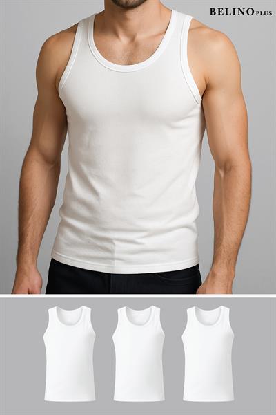 Yüzde Yüz Pamuk Beyaz Renk 3 lü Paket Ultra Soft Penye Erkek Atlet