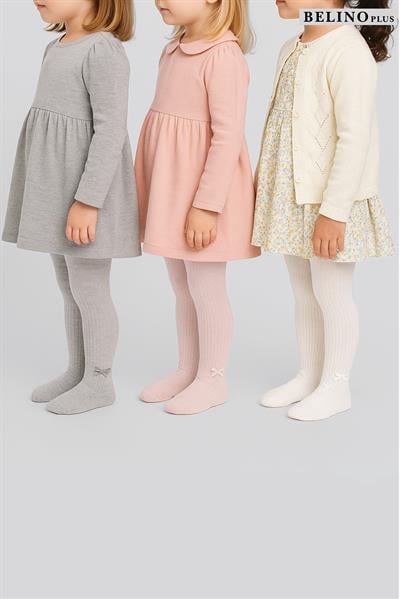 Kız Bebek 3 lü paket fitilli Desen Aksesuarlı Külotlu çorap