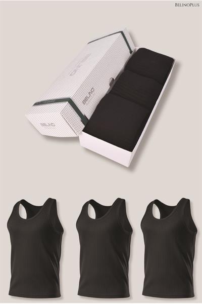 Fitilli Erkek Bambu Atlet Siyah Renk Kutulu 3 Lü Paket