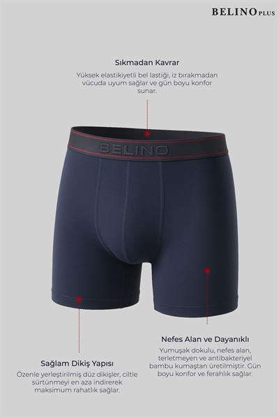 For Men Bamboo Likralı Ultra Soft Erkek Boxer Short 3 lü Kutu - BelinoPlus