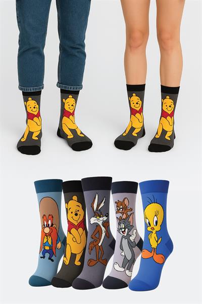 Eğlenceli Unisex Renkli Çizgi Filim Karakterli Çorap