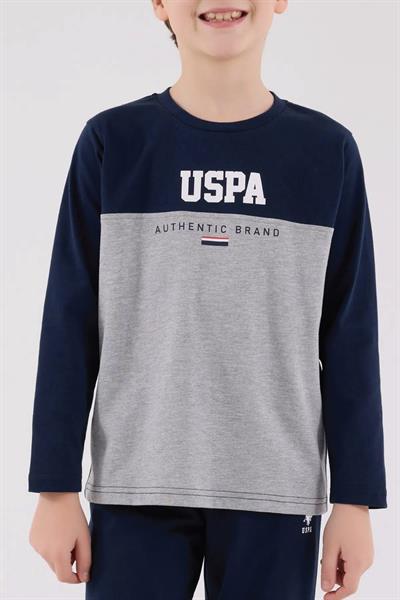 U.s. Polo Assn Erkek Çocuk Uzun Koyu İndigo Pijama Takım