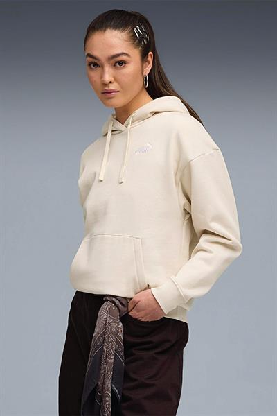 Puma Essentials Small No.1 Logo Kadın Bej Kapüşonlu Sweatshirt 