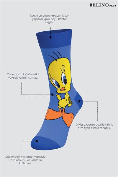 Eğlenceli Unisex Renkli Çizgi Filim Karakterli Çorap