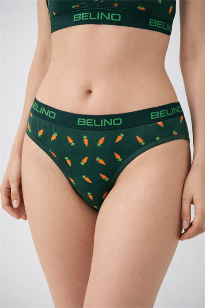 Desenli Kadın Slip Külot ve destekleyici pedli bralet takım- carrot charm 