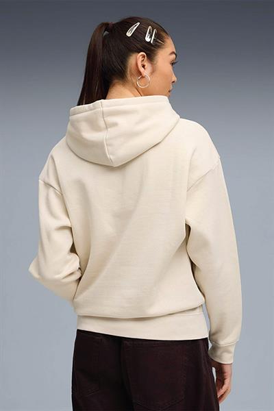 Puma Essentials Small No.1 Logo Kadın Bej Kapüşonlu Sweatshirt 