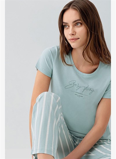 Kadın Yeşil Pijama Takım