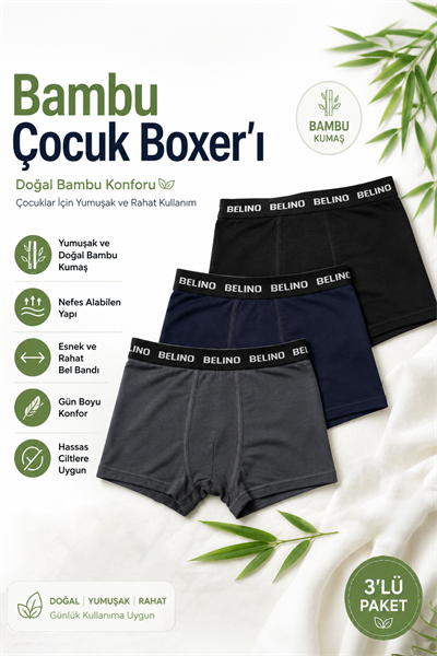 Erkek Çocuk Bambu Boxer Ultra Soft 3 Lü paket