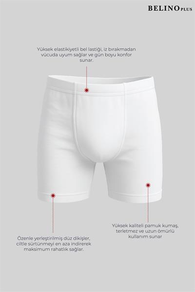 Penye Likralı 5 Paket Beyaz Düz Renk Erkek Çocuk Boxer