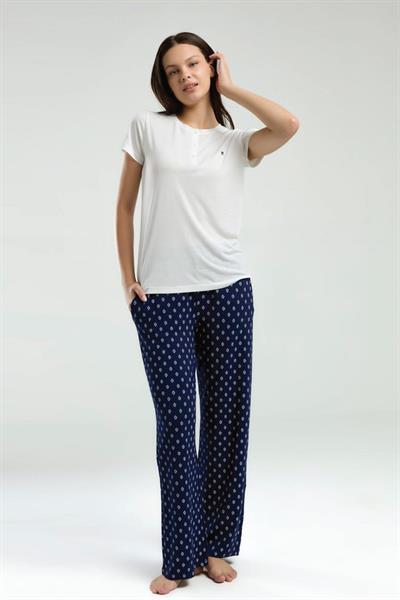 Pierre Cardin Kadın Beyaz Kısakollu Pijama Takımı