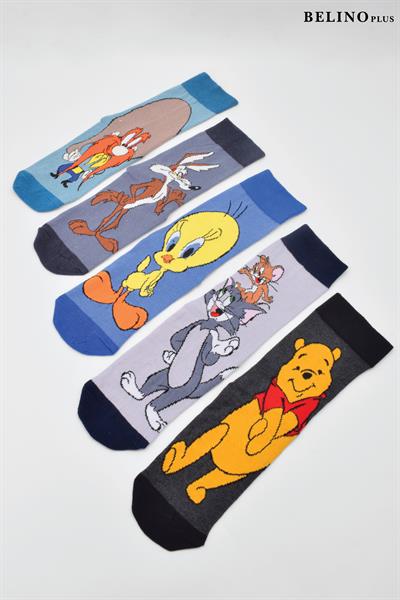 Eğlenceli Unisex Renkli Çizgi Filim Karakterli Çorap