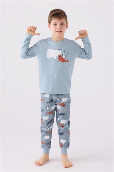 Rolypoly Erkek Çocuk Kışlık İkili Pijama Takım Soft Yeşil
