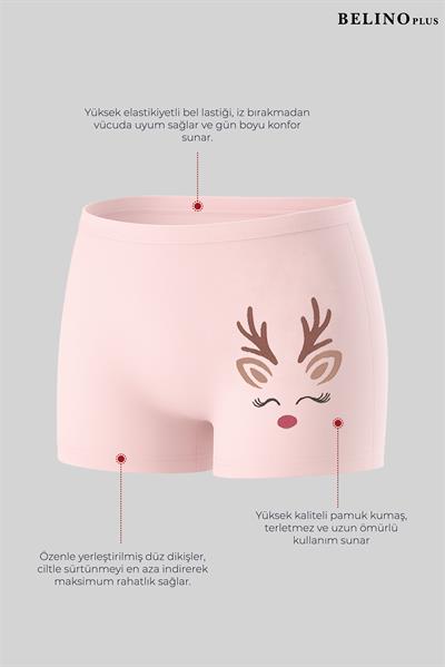Penye LikralıI 5 Li Paket Çok Renkli Desenli Kız Çocuk Boxer