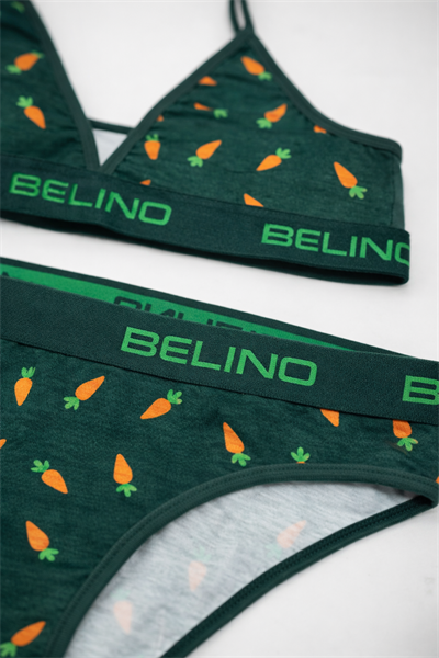 Desenli Kadın Slip Külot ve destekleyici pedli bralet takım- carrot charm 