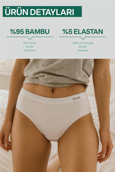 Kadın Slip Bambu Beyaz Renk 6 Lı Paket Briefs