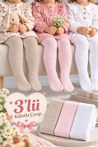 3 Lü Paket Jakar Desenli Kız Bebek Pamuklu Külotlu çorap			