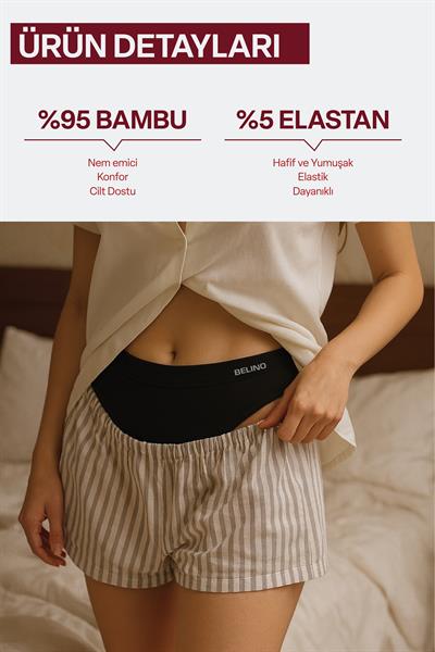 Kadın Slip Bambu Siyah Renk 6 Lı Paket Briefs