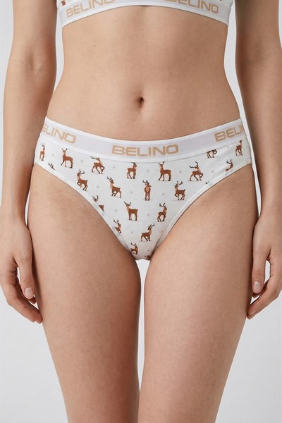 Desenli Kadın Slip Külot ve destekleyici pedli bralet takım- deer charm 
