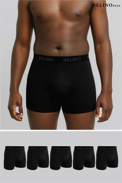 6 Lı Paket Düz Siyah Penye Likralı Boxer