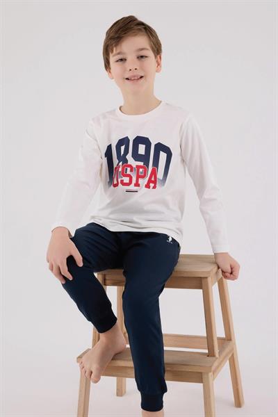 U.s. Polo Assn Erkek Çocuk Uzun Kol Beyaz Pijama Takım