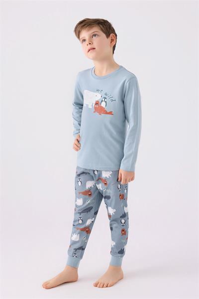 Rolypoly Erkek Çocuk Kışlık İkili Pijama Takım Soft Yeşil