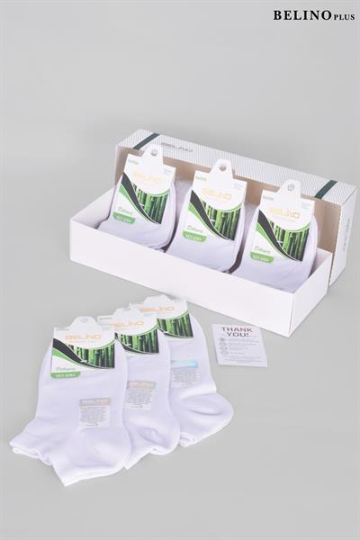 6 Lı Paket Bambu Beyaz Renk Patik Çorap