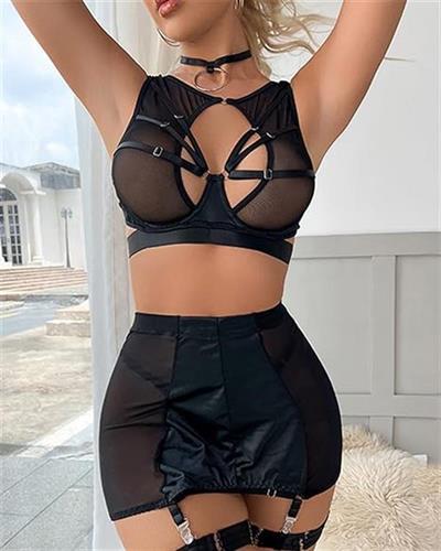 Özel Tasarım Seksi Etekli Siyah Fantezi Jartiyer Takımı
