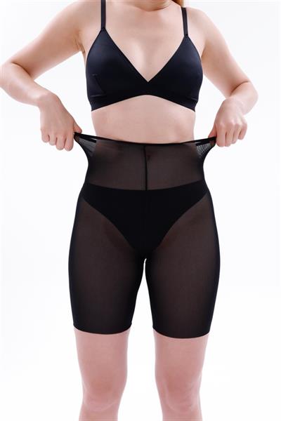 Siyah MI EMAY 2705 Lazer Tül Toparlayıcı Paçalı Boxer Hayalet Korse