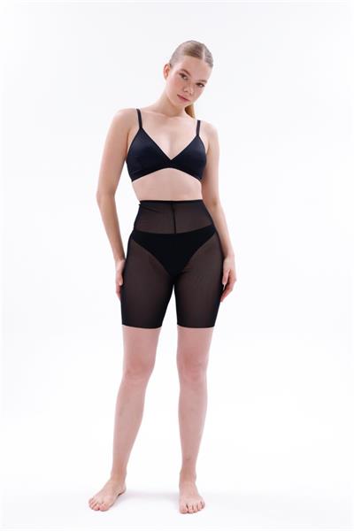 Siyah MI EMAY 2705 Lazer Tül Toparlayıcı Paçalı Boxer Hayalet Korse