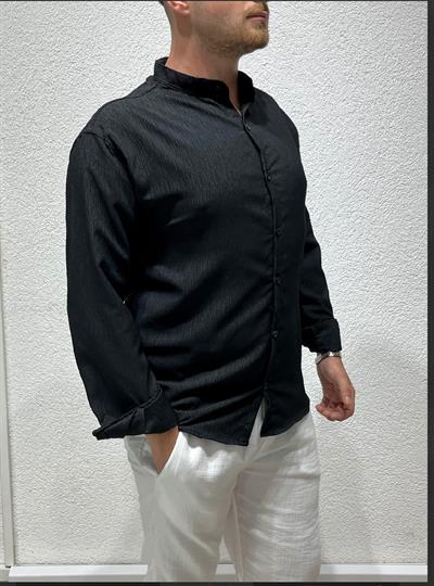 HAKİM YAKA SİYAH GÖMLEK