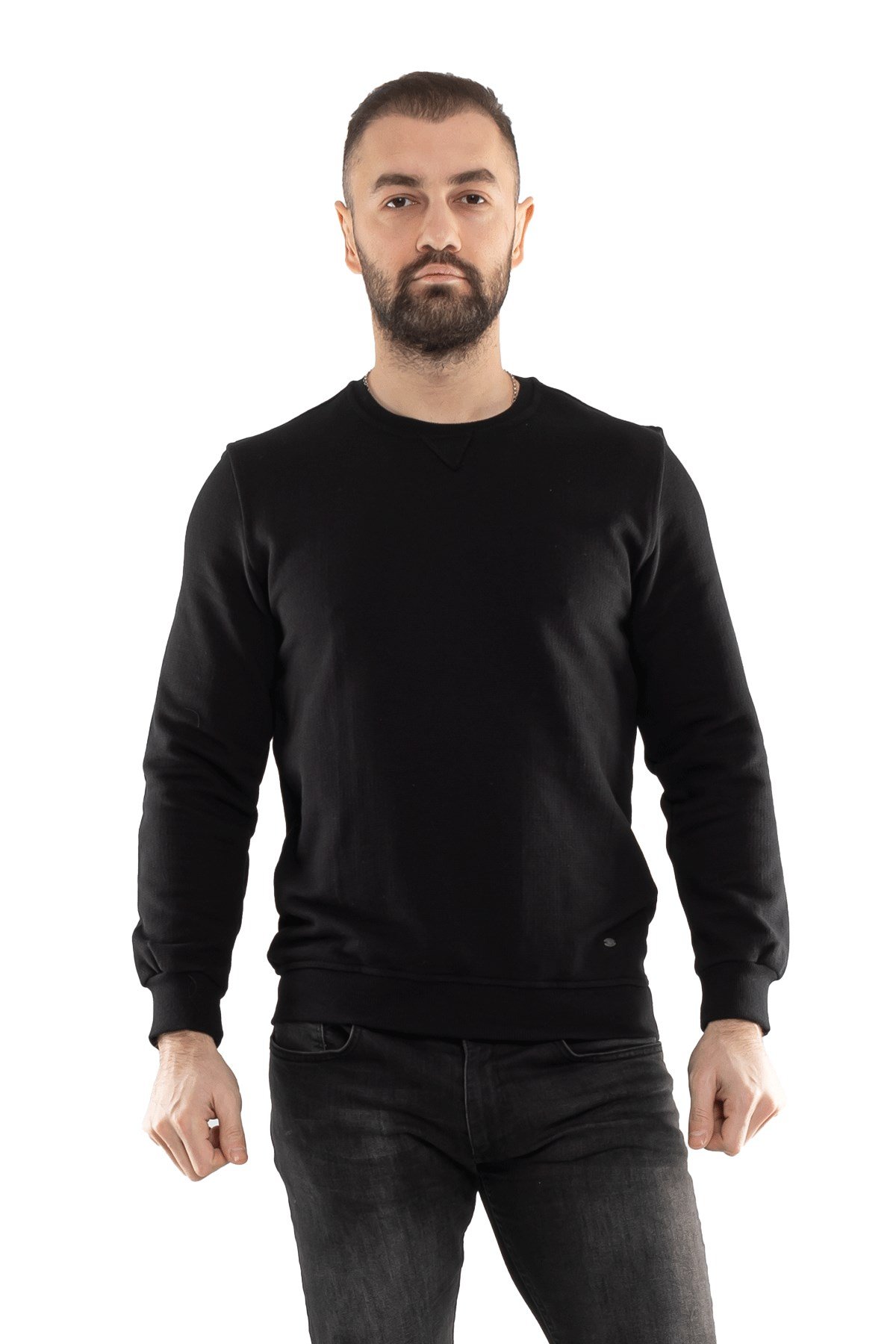 1010 Pamuklu O Yaka Örme Erkek Sweat