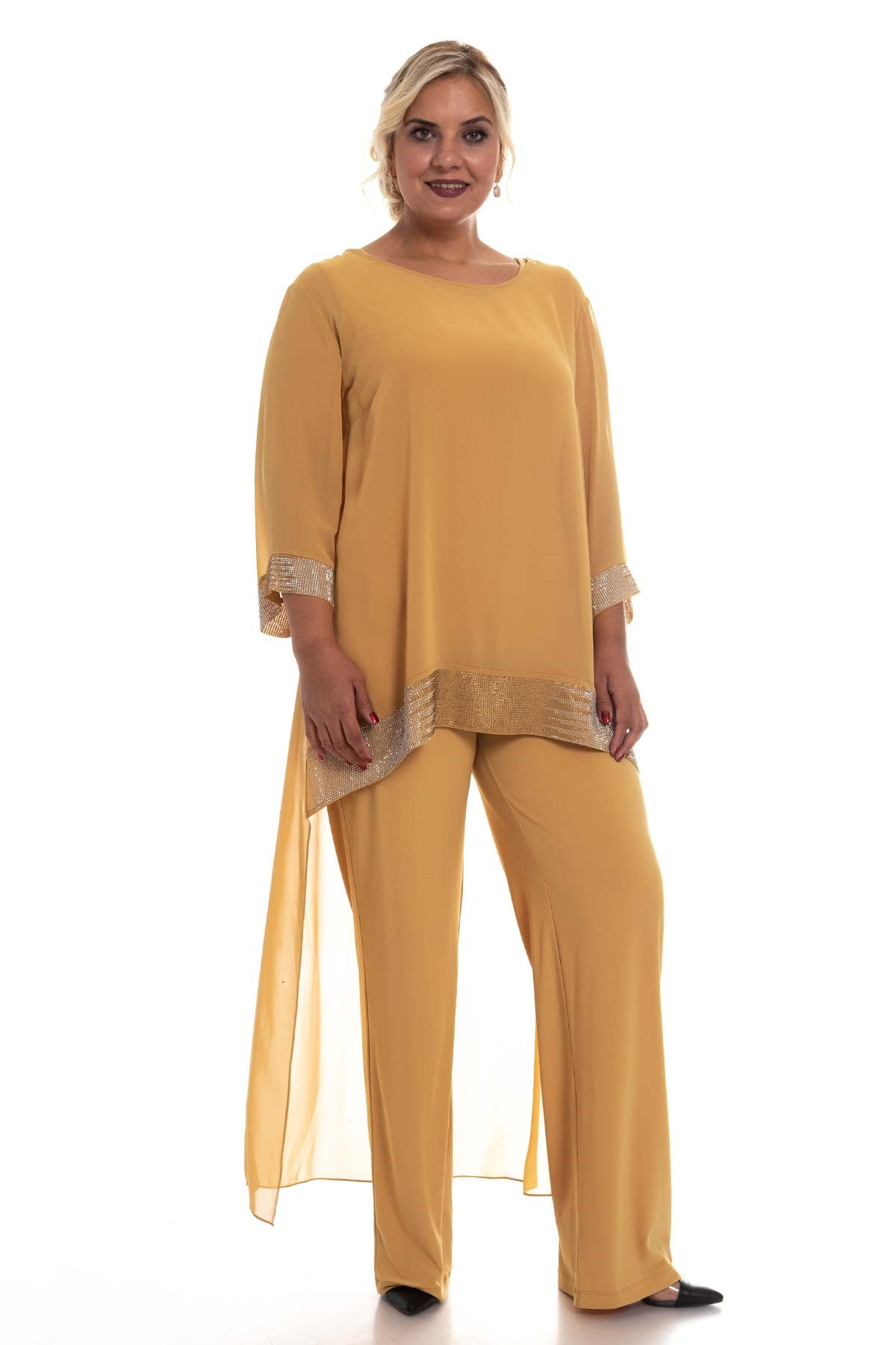 1901 BB Pelerinli Taş Baskılı Tulum