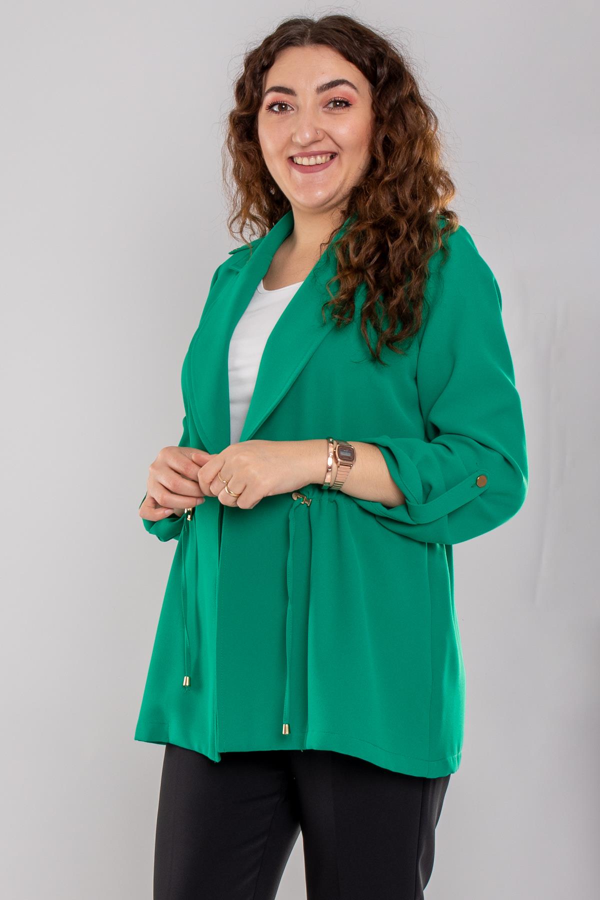 4406 Omuz Apoletli Kol Katlamalı Beli Bağcıklı Kadın Ceket