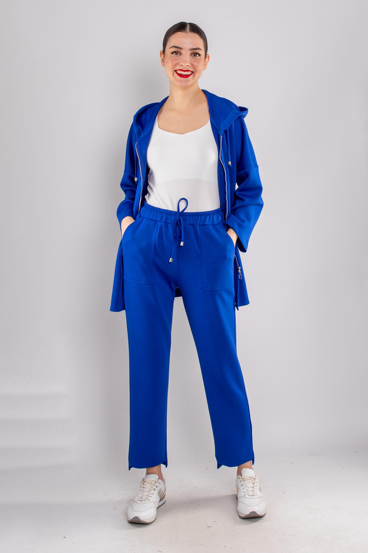 5001 Büyük Beden Oysho Kapüşonlu Fermuarlı Düşük Kol Sweat